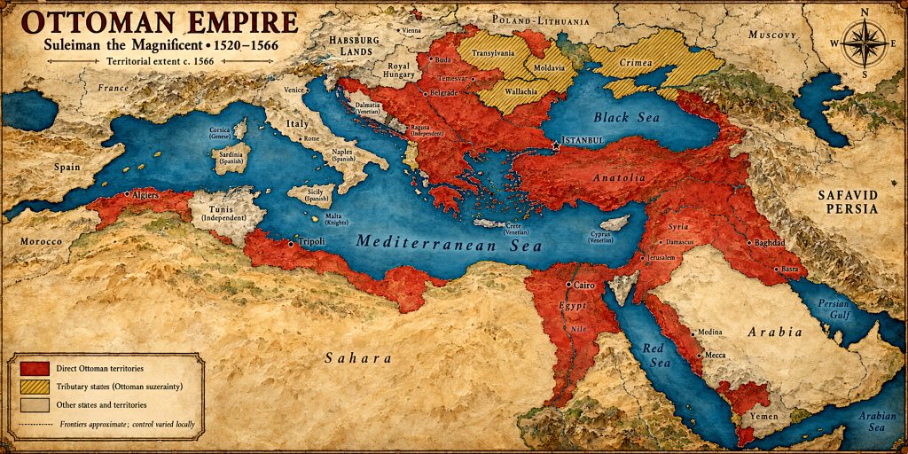 Ottoman territories and tributary states around 1566